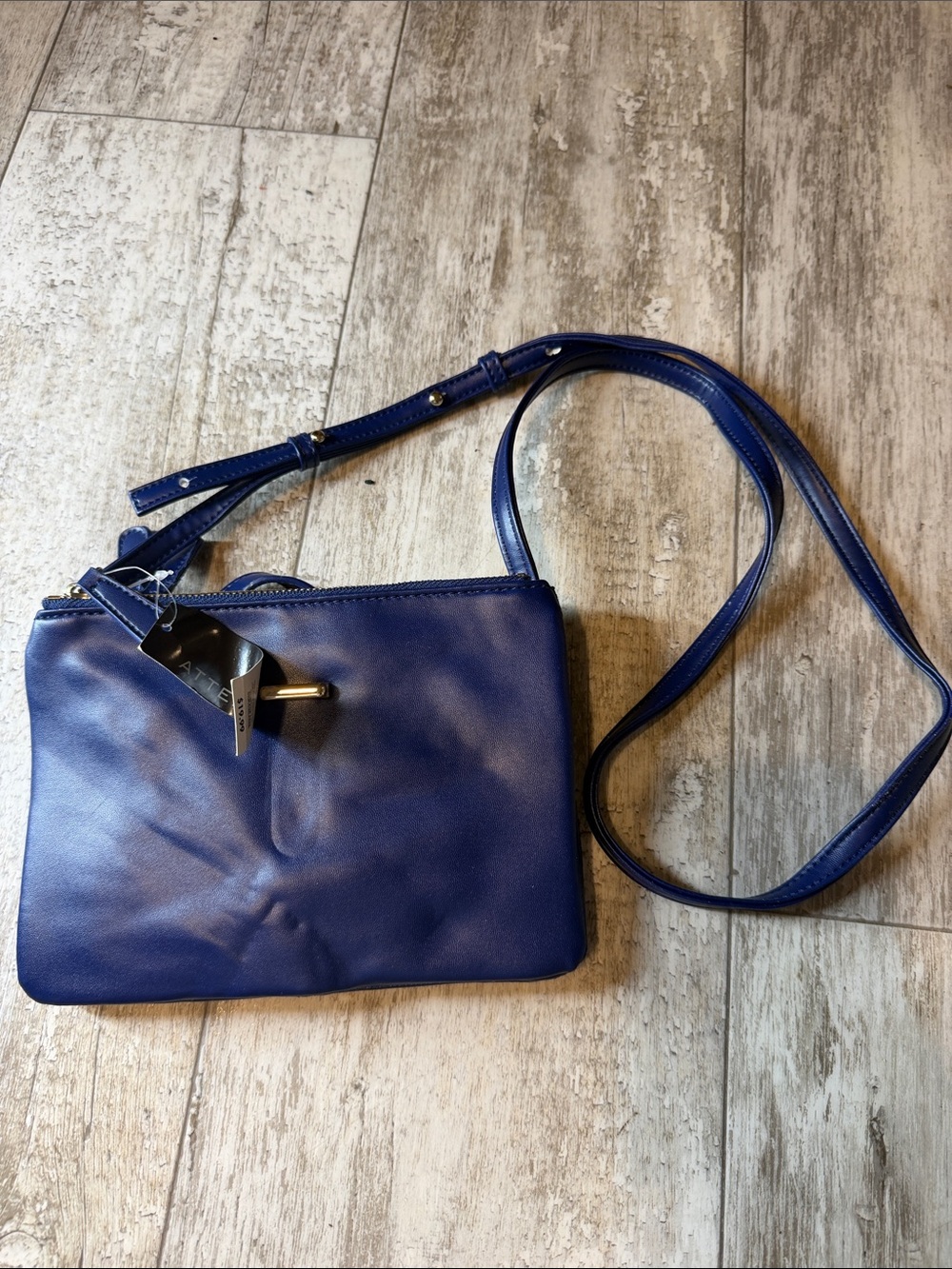 attention Navy Blue Crossbody Bag with Adjustable Strap